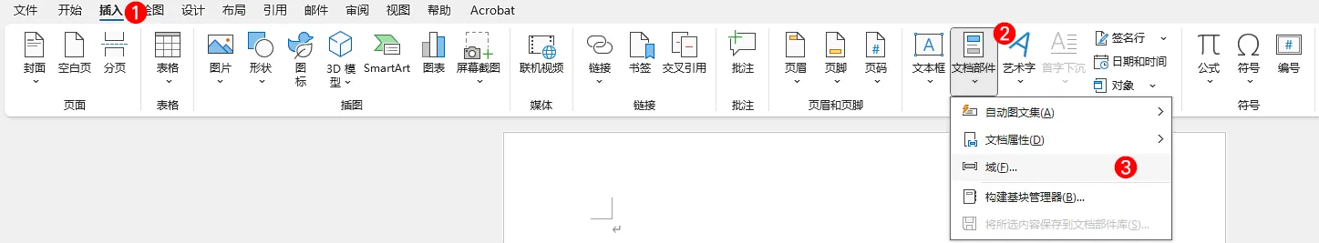 使用插入的方式插入合并域