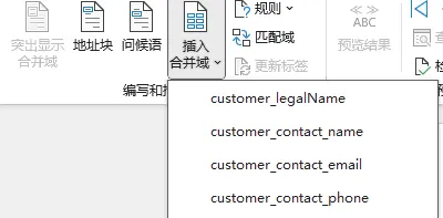 插入合并域窗口